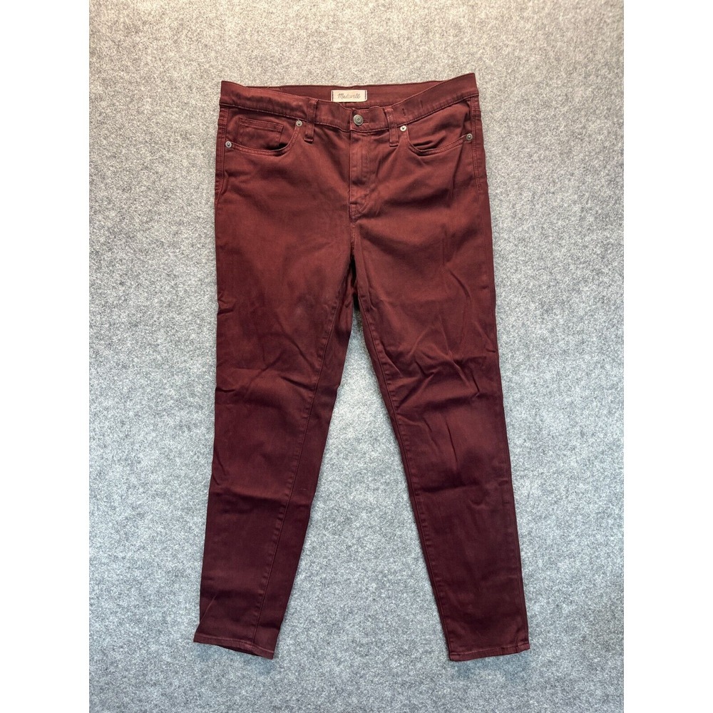 Madewell Jeans Women's‎ 32 9" High Rise Skinny Red Maroon Stretch Pants